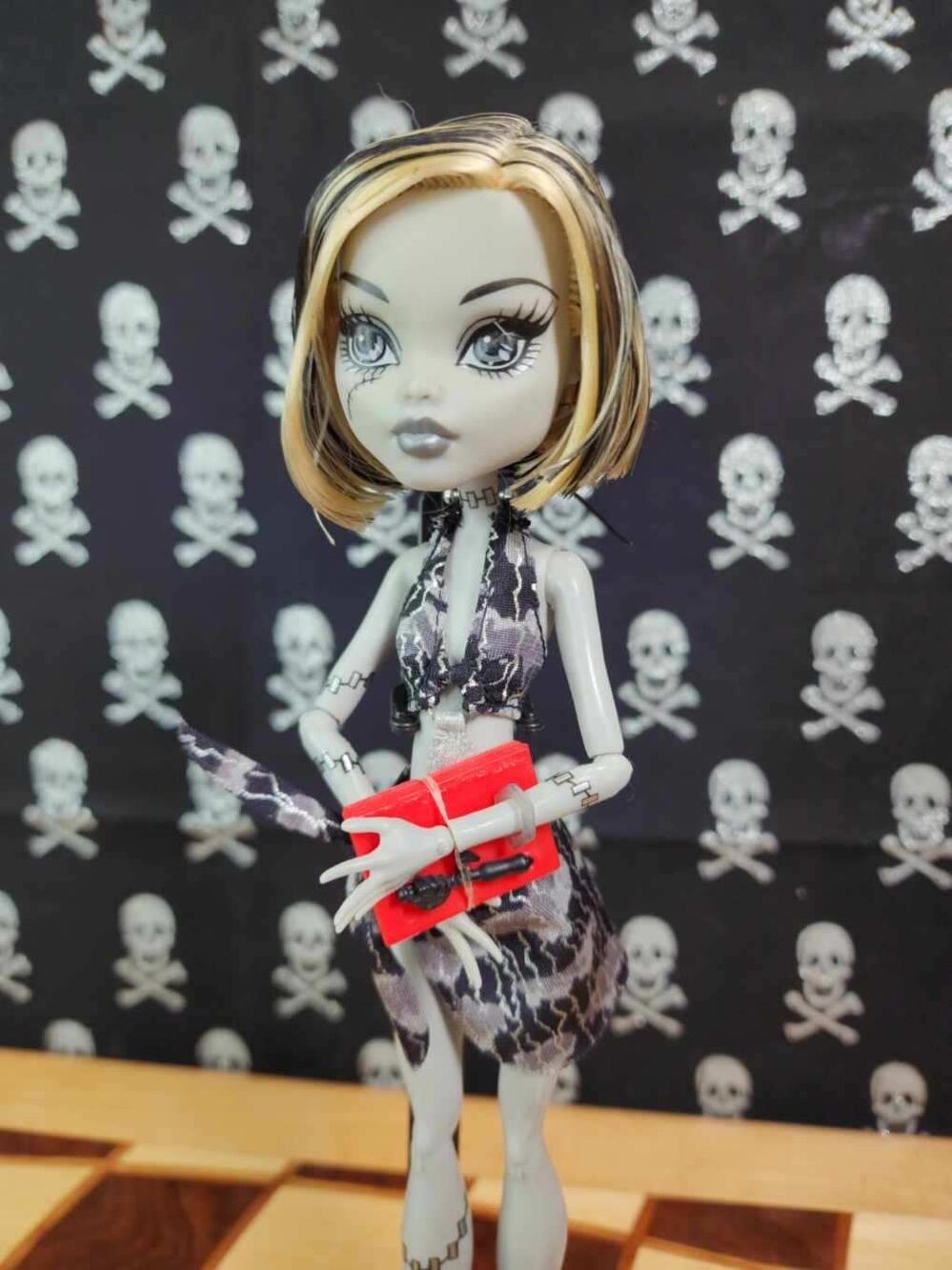 Monster High Skull Shores Frankie Stein: Black & White with extra accessories